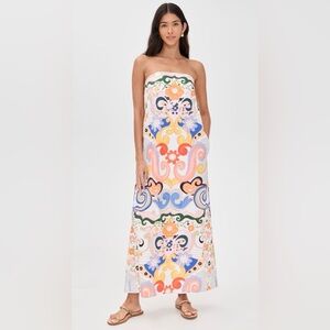 STUNNING! NWT Tuckernuck De Loreta Watercolor Aloe Strapless Dress XL 12 14 16